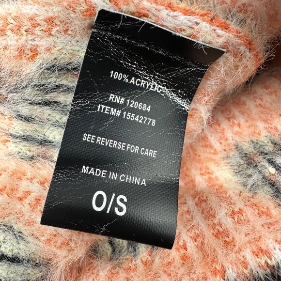 Mushroom Beanie Winter Sock Hat Fuzzy Childs One Size Kids Orange Black - Picture 5 of 8